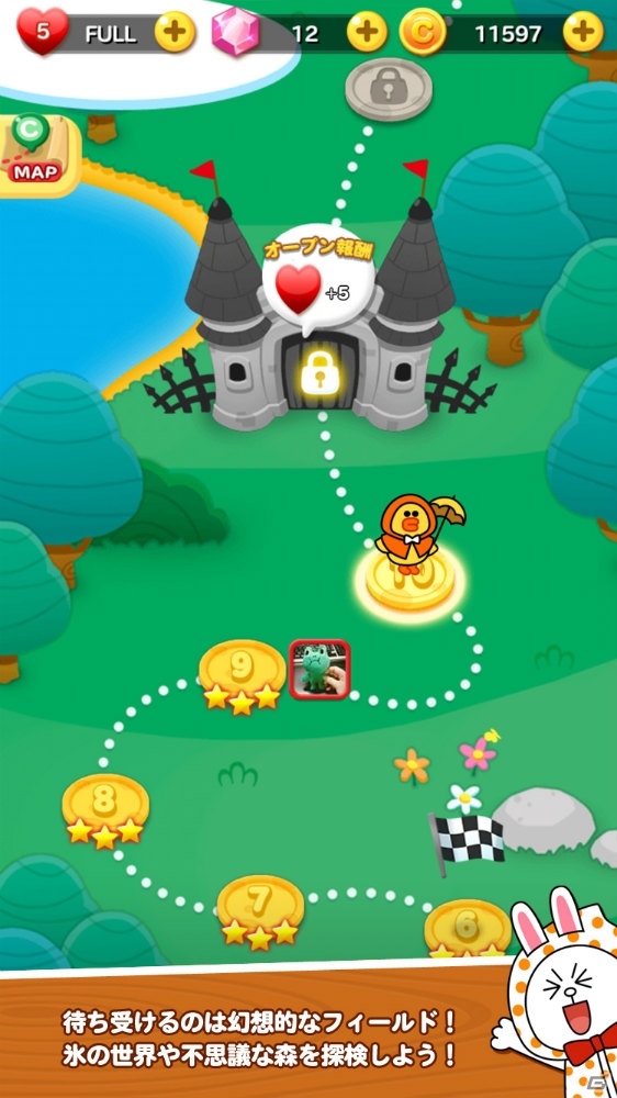 iOS/Android「LINE トイズ」がリリース―ブラウン、コニー、サリーなどのLINEキャラクターが登場の移動型横軸パズルゲームの画像3