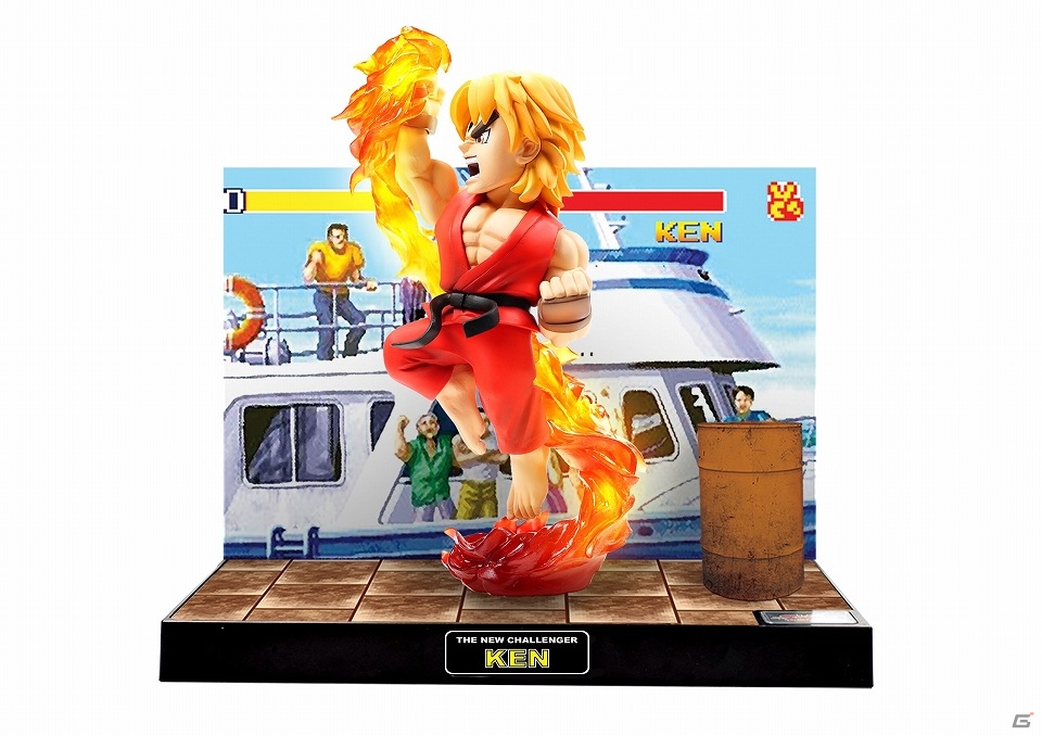 「ストリートファイター」ゲーム中イメージを再現したLEDサウンド付リュウとケンのフィギュアが10月下旬に発売の画像1