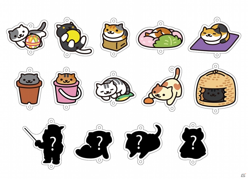 「ねこあつめ」つなげて遊べるキーホルダー第2弾が2016年1月に発売―はいしろさん、くつしたさん、しまみけさんら14種がラインナップの画像2