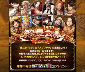 iOS/Android「ONE PIECE トレジャークルーズ」1600万人DL記念！超スゴいヤツ＆スゴいヤツの投票受付が実施中の画像1