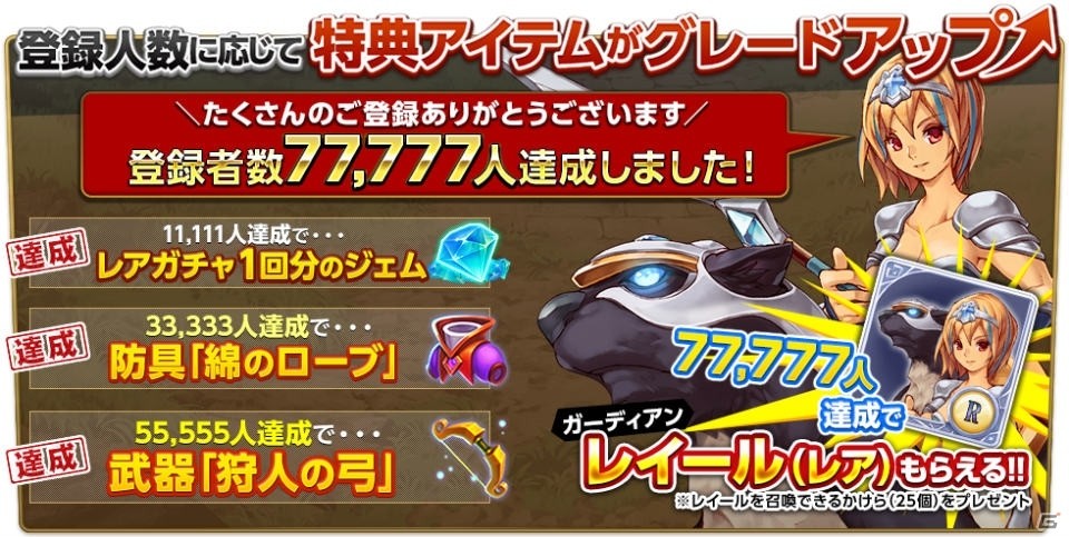 iOS/Android「ガーディアンクラッシュ」事前登録77,777人を達成！レアカード「レイール」がプレゼント決定の画像1