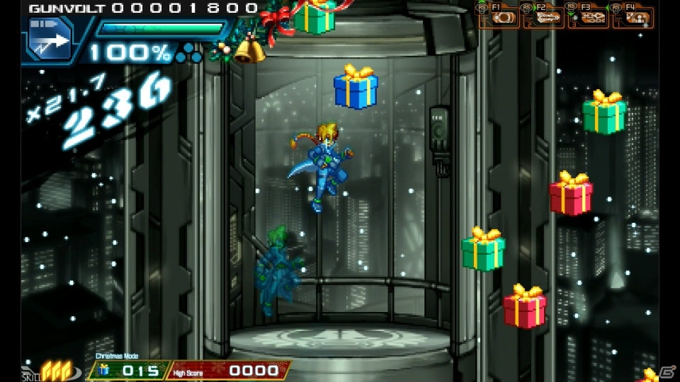 Steam版「蒼き雷霆 ガンヴォルト」に冬にピッタリの「クリスマスモード」が登場！50％OFFのオータムセールもチェックの画像1