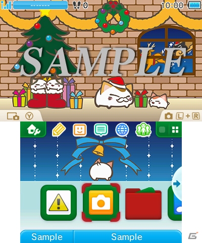 クリスマスの夜を楽しむ“ねむネコ”たちがデザインされた3DSテーマが配信！の画像1
