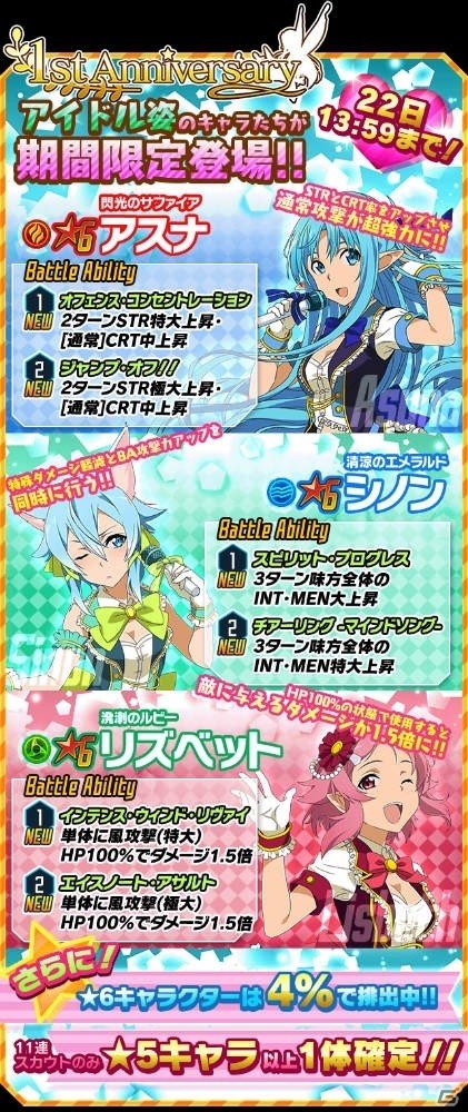 iOS/Android「ソードアート・オンライン コード・レジスタ」ヒロインたちがアイドル衣装を身にまとって登場！キリトのコートが生成できるイベントも開始の画像1