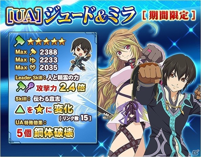 iOS/Android「テイルズ オブ リンク」イベント「修羅の領域」攻略に役立つキャラが排出されるUAガシャが登場！の画像3