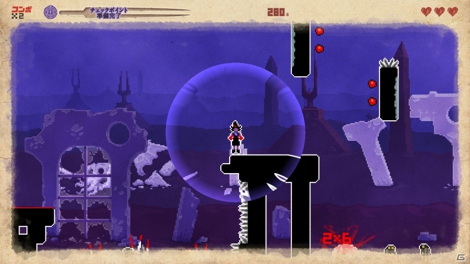 回転ノコギリに蹴り飛ばし、深淵で杭を叩きこむ―敵を血祭りに上げる2Dアクション「They Bleed Pixels」がPLAYISMにて配信の画像5