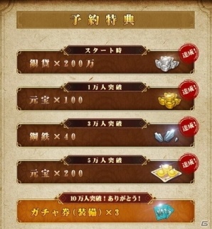 iOS/Android「戦乱アルカディア」事前登録者数が10万人を突破！ガチャ券（装備）×3が追加決定の画像1