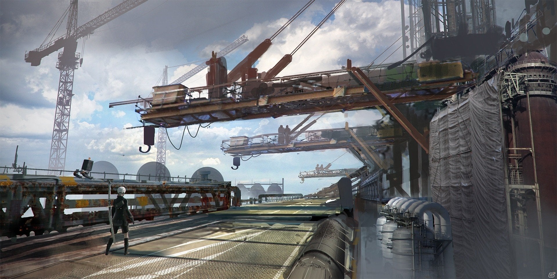 PS4「NieR:Automata」のスクリーンショットが公開！荒廃した工場地帯に佇む9SとA2の姿もの画像1