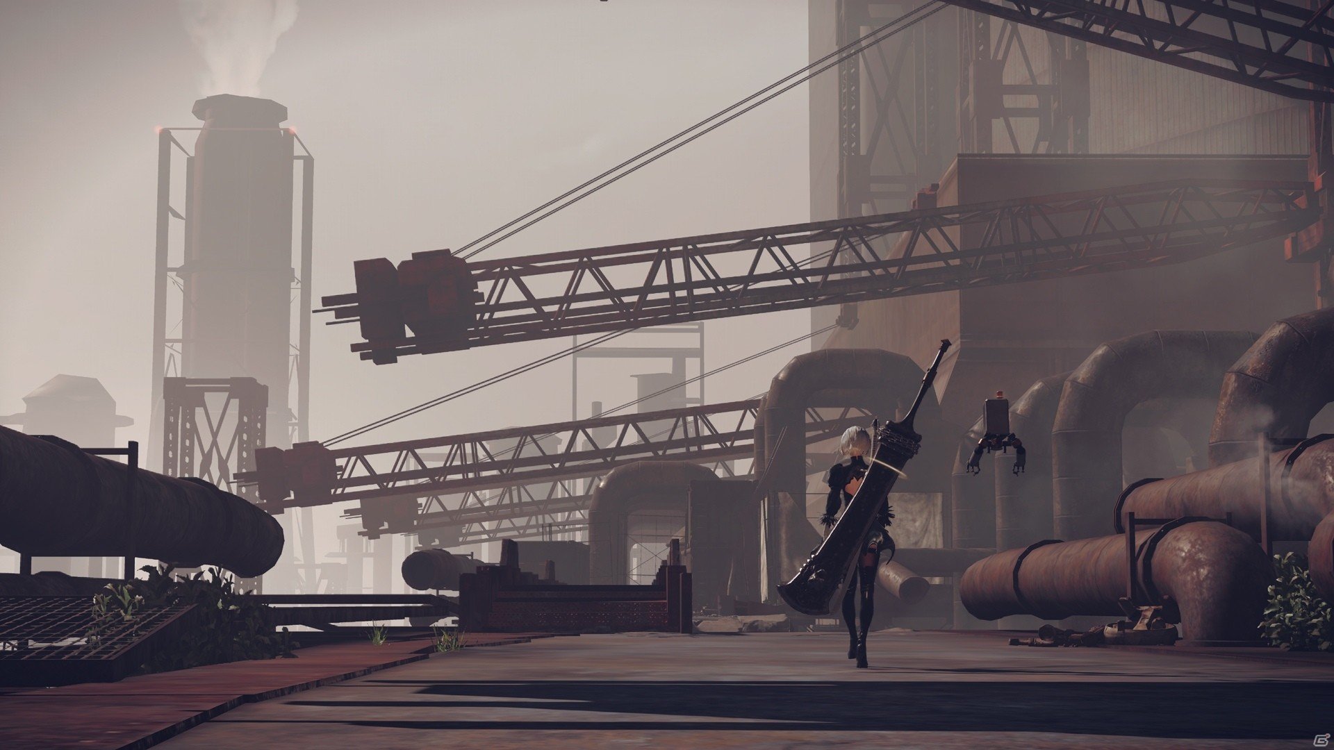 PS4「NieR:Automata」のスクリーンショットが公開！荒廃した工場地帯に佇む9SとA2の姿もの画像3