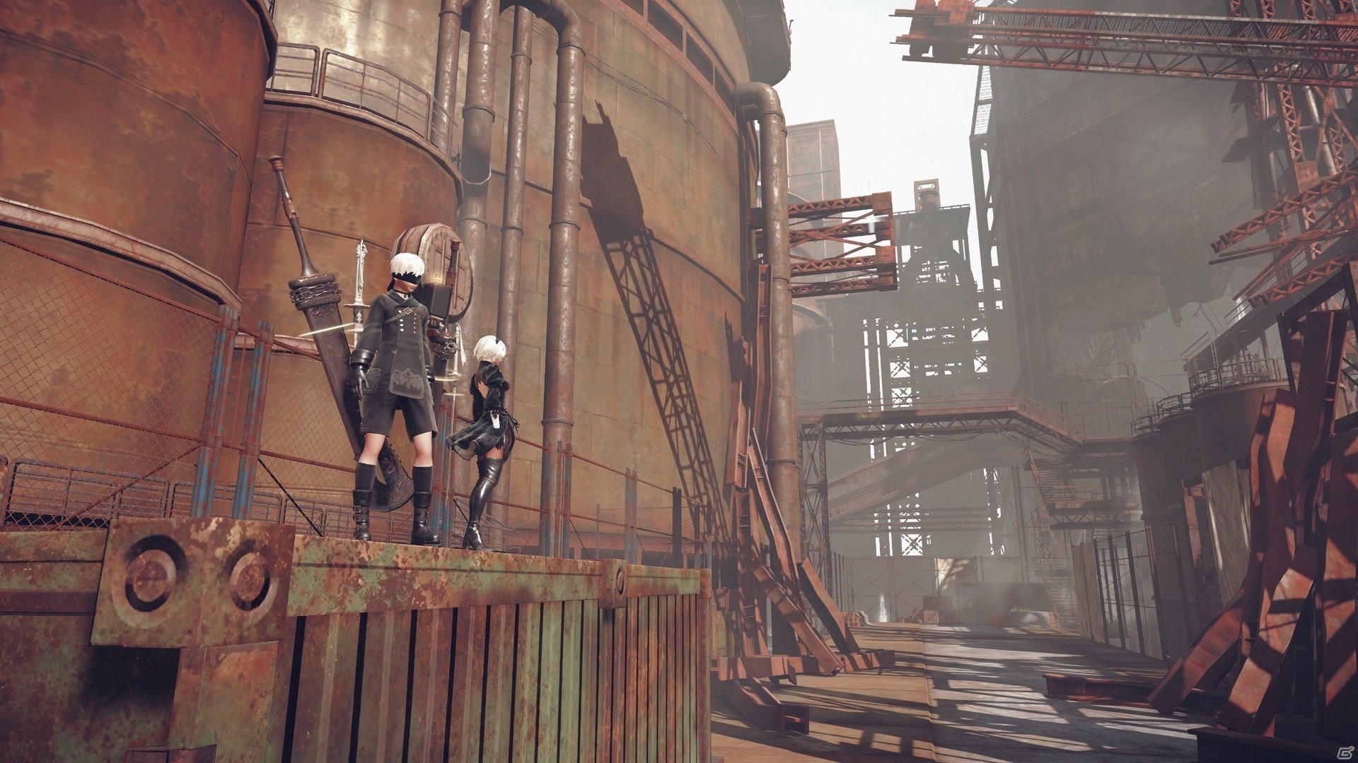 PS4「NieR:Automata」のスクリーンショットが公開！荒廃した工場地帯に佇む9SとA2の姿もの画像4