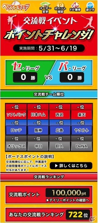 iOS/Android「ベースボールマニア」ゲーム内イベント「交流戦イベントポイントチャレンジ！」が5月31日よりスタート！の画像2