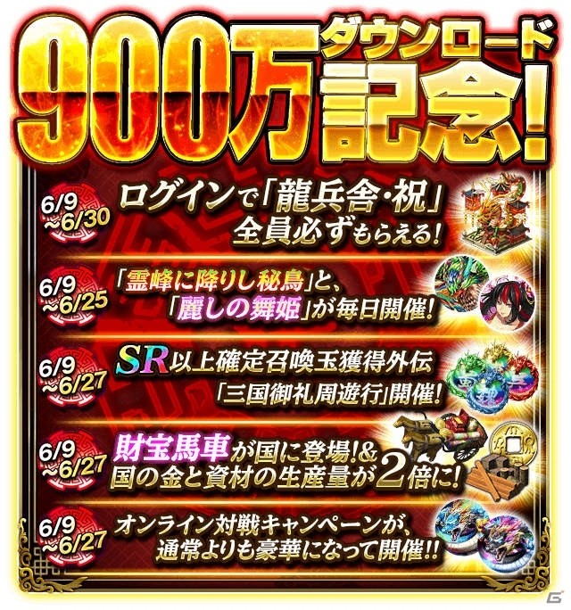 iOS/Android「軍勢RPG 蒼の三国志」900万ダウンロードキャンペーンがスタート！の画像1