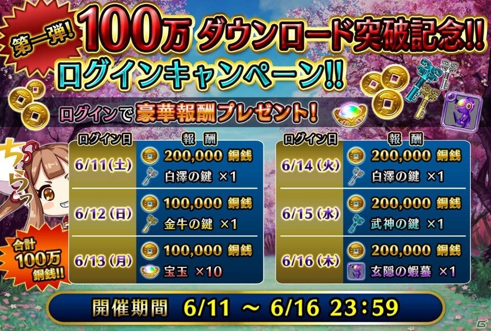 iOS/Android「LINE 三国志ブレイブ」100万DL突破！呂布が的中しやすい記念ガチャが実施の画像1