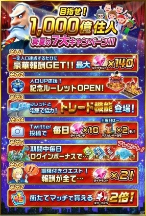 iOS/Android「ランブル・シティ」にて「目指せ！住民1000億人 真夏の7大キャンペーン！」が開催の画像1