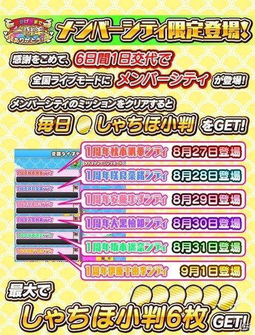 iOS/Android「しゃちほこ～る」一周年記念10大キャンペーンが開催の画像3