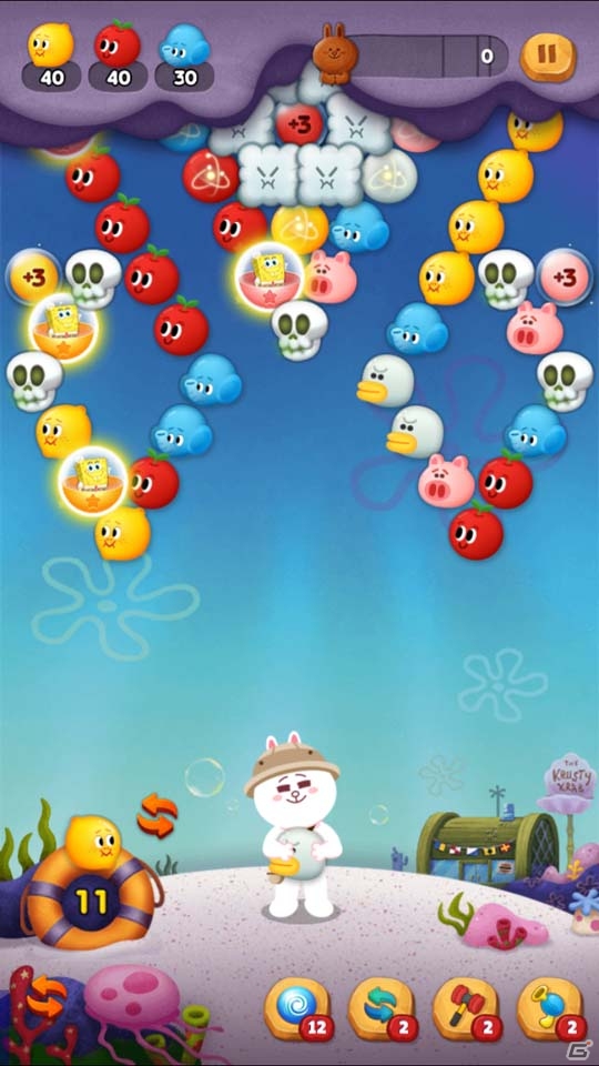 iOS/Android「LINE バブル2」限定LINEスタンプも手に入る「スポンジ・ボブ」とのコラボレーションがスタート！の画像4