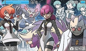 ロケット団」と「ギンガ団」の描き下ろしデザインが3DSテーマになって