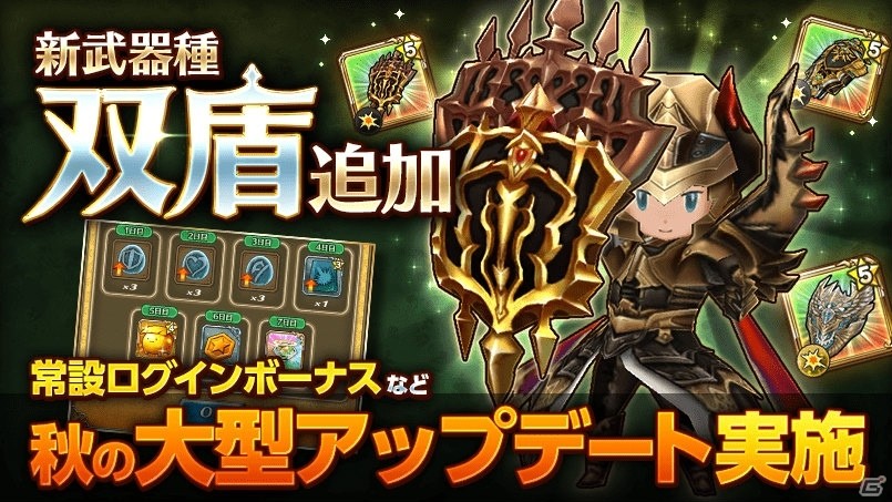 iOS/Android「トライリンク 光の女神と七魔獣」ナイト用新武器種「双盾」が登場！ログインボーナス機能も追加の画像1