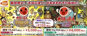 Wii U「太鼓の達人 あつめて★ともだち大作戦！」「太鼓の達人特盛り！」DL版の2作連続値下げキャンペーンがスタートの画像1