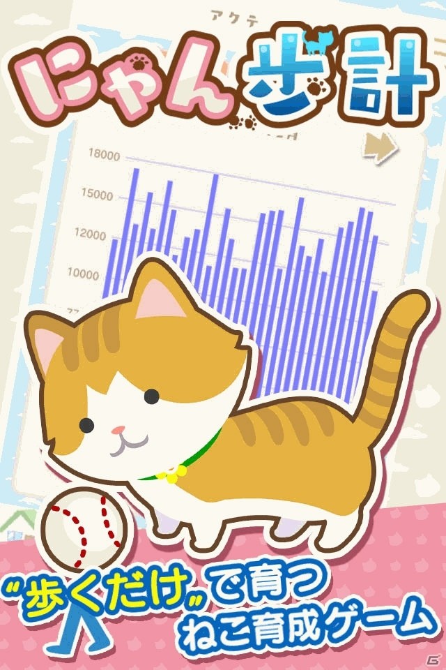 歩くだけでネコが育つ「にゃん歩計」がiOS/Androidに配信決定！事前登録受付が開始の画像2