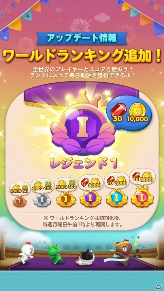 iOS/Android「LINE ラッシュ」世界中のユーザーと競うワールドランキングが登場！新たに2つのガチャも追加の画像2