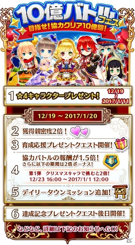 iOS/Android「白猫プロジェクト」★4キャラクターをもらって協力バトルを楽しもう！「10億バトルフェス～目指せ！協力クリア10億回！～」がスタートの画像2