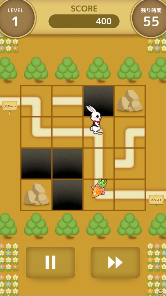 パネル入れ替えパズル「うさまっぷ」がiOS/Android向けに配信開始！お散歩好きのうさっちと森の迷路を駆け抜けようの画像7