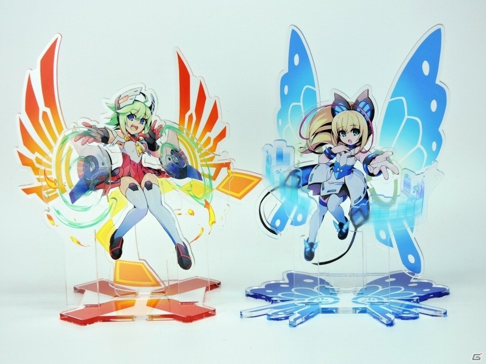 蒼き雷霆 ガンヴォルト アキュラ RORO モルフォ 立体構造アクリルフィギュア 3DS「蒼き雷霆 ガンヴォルト 爪」ガンヴォルトとアキュラの多重