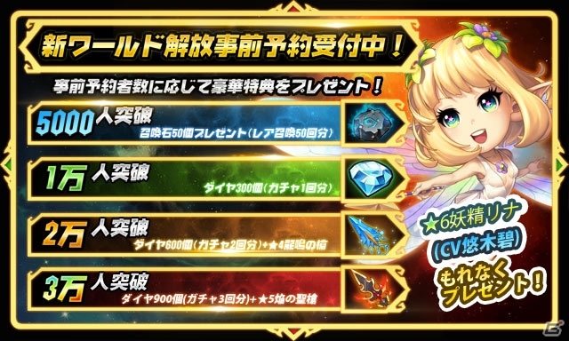 iOS/Android「クロノスブレイド」新ワールドが解放＆1周年キャンペーン開催！★6妖精リナ（CV：悠木碧）がプレゼントの画像2
