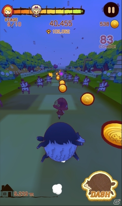 オオカミを転がしておばあちゃんから逃げろ！iOS/Android向けランゲーム「コロコロオオカミと赤ずきん」が配信開始の画像3