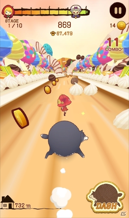 オオカミを転がしておばあちゃんから逃げろ！iOS/Android向けランゲーム「コロコロオオカミと赤ずきん」が配信開始の画像4