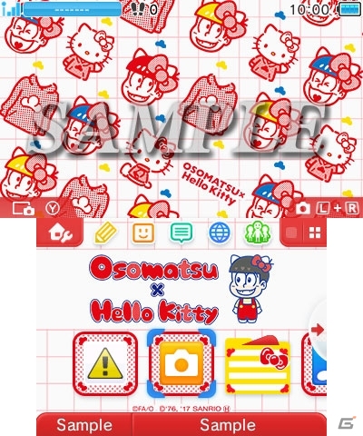 おそ松さんとサンリオキャラクターズのポップで可愛いコラボデザイン3DSテーマが配信開始の画像1