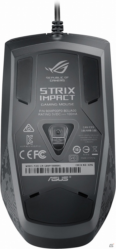 左右対称デザインのゲーマー向け軽量マウス「ROG Strix Impact」が発表の画像3