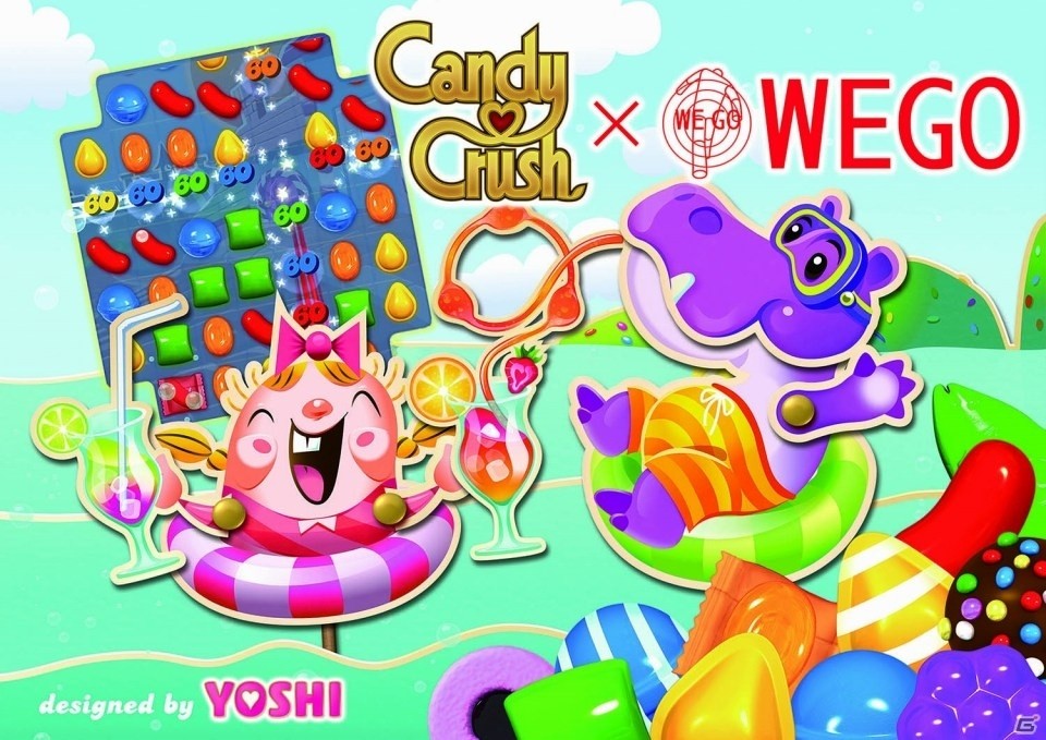 iOS/Android「キャンディークラッシュ」とWEGOのコラボが実現―8月4日よりYOSHIさんがデザインしたコラボTシャツが販売開始の画像1