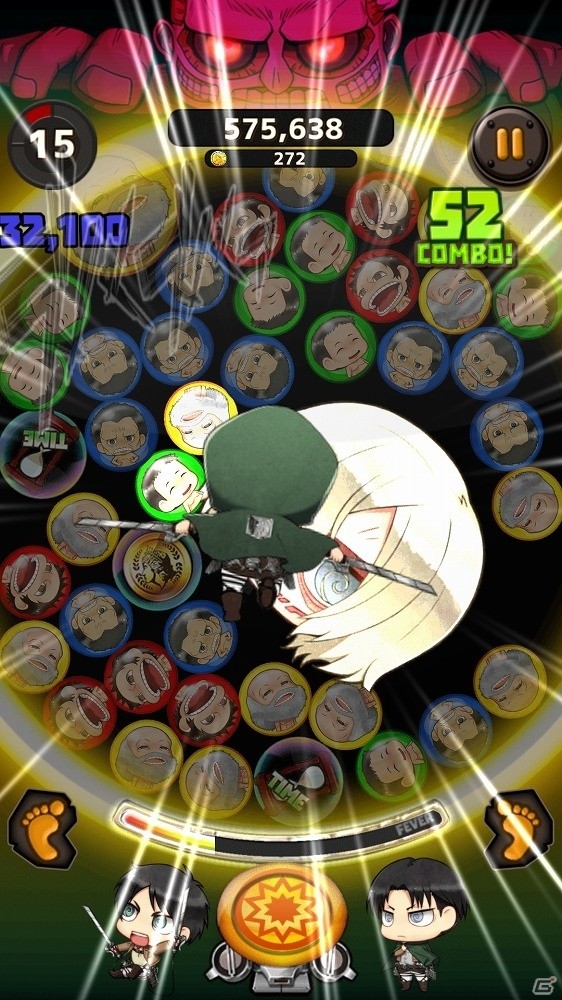 Android版「進撃の巨人 チェインパズルフィーバー」が配信開始―“ちみ絵”のエレンやミカサたちが登場するパズルゲームの画像7