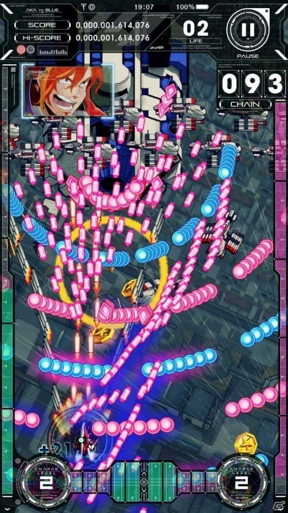 iOS/Android「アカとブルー」が配信開始―ダイナミックな背景演出と1000発以上の敵弾表示、60fps動作を両立した縦スクロール型STGの画像6