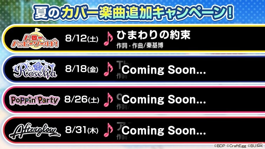 バンドリ ガールズバンドパーティ ハロー ハッピーワールド によるカバー楽曲 ひまわりの約束 が追加 ゲーム情報サイト Gamer