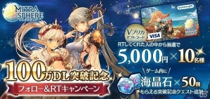 iOS/Android「ミトラスフィア -MITRASPHERE-」100万ダウンロード突破記念キャンペーンが実施！海晶石50個がもらえる特別クエストなども登場の画像1