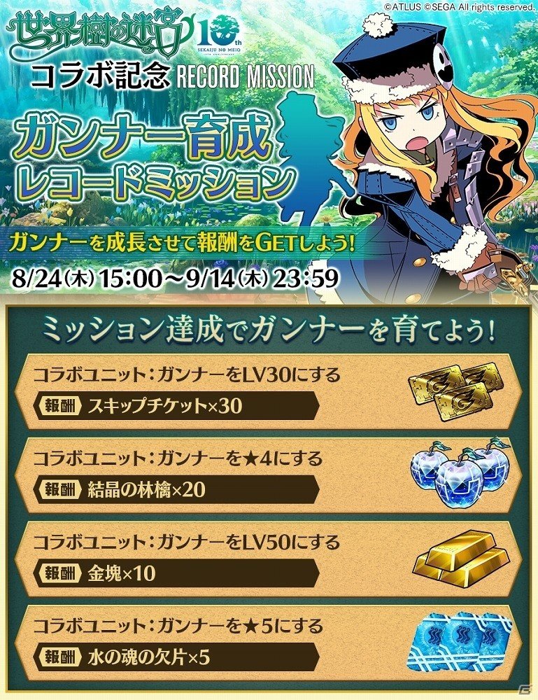 iOS/Android「誰ガ為のアルケミスト」にてアトラスとの第二弾コラボが開始！新たな水着クエスト「戦け!!漢塾 第弐期生募集！」も追加の画像1
