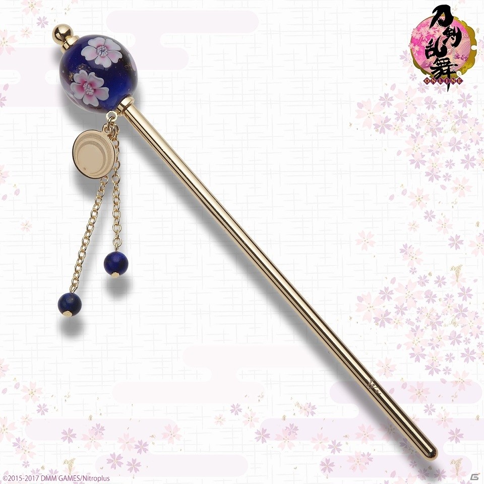 「刀剣乱舞-ONLINE-」桜の花びらを閉じ込めた上品なデザインのとんぼ玉簪が登場！三日月宗近や鶴丸国永をイメージした6種がラインナップの画像2