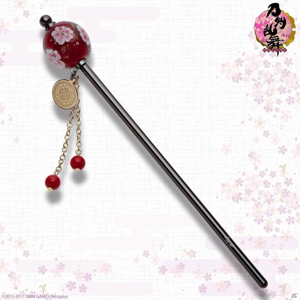 「刀剣乱舞-ONLINE-」桜の花びらを閉じ込めた上品なデザインのとんぼ玉簪が登場！三日月宗近や鶴丸国永をイメージした6種がラインナップの画像3