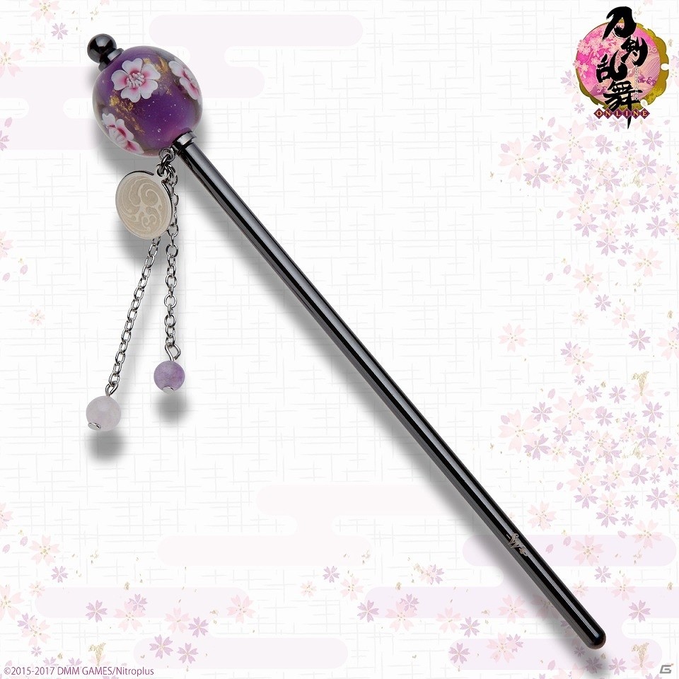「刀剣乱舞-ONLINE-」桜の花びらを閉じ込めた上品なデザインのとんぼ玉簪が登場！三日月宗近や鶴丸国永をイメージした6種がラインナップの画像4