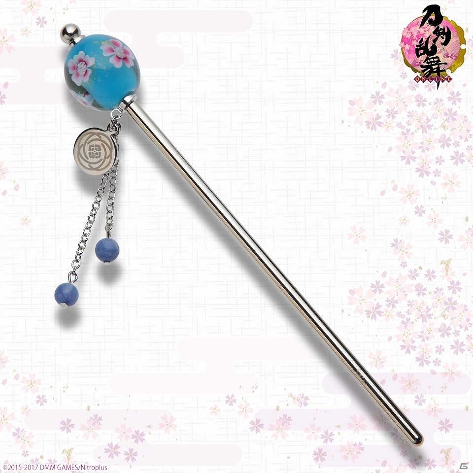 「刀剣乱舞-ONLINE-」桜の花びらを閉じ込めた上品なデザインのとんぼ玉簪が登場！三日月宗近や鶴丸国永をイメージした6種がラインナップの画像5