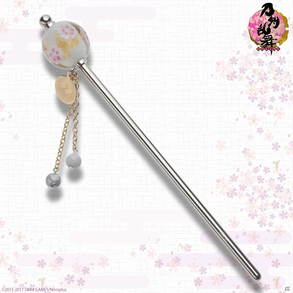 「刀剣乱舞-ONLINE-」桜の花びらを閉じ込めた上品なデザインのとんぼ玉簪が登場！三日月宗近や鶴丸国永をイメージした6種がラインナップの画像7