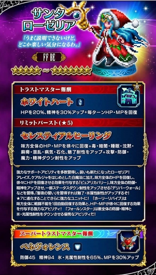 「ファイナルファンタジー ブレイブエクスヴィアス」新規ユニット「サンタローゼリア」が登場！「第2回ユニットイラストコンテストレイド」も開催の画像3