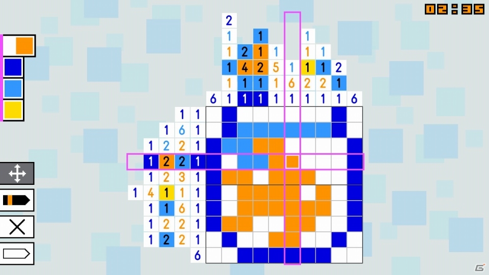 数字をヒントに色を塗ろう！最大4人まで一緒に遊べるロジックパズル「お絵かきパズル Pic-a-Pix Deluxe」がSwitch向けに配信開始の画像7