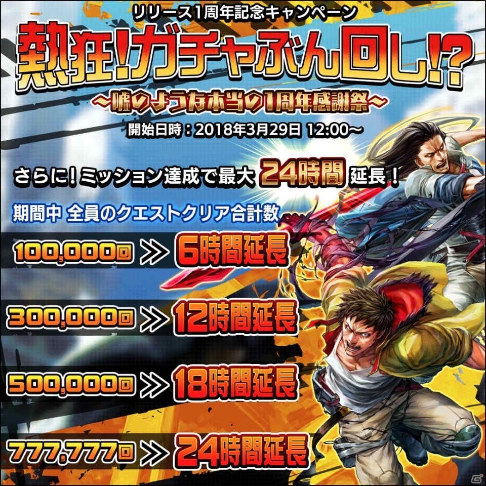 iOS/Android「武器よさらば」配信開始1周年記念キャンペーン！ガチャチケットが獲得できる「熱狂！ガチャぶん回し！？」が開催の画像2