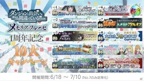 「ダンまち～メモリア・フレーゼ～」1周年記念10大キャンペーンが開催！ログインで★4ヘスティアをゲットしようの画像1