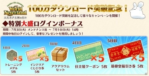 「ワールドネバーランド エルネア王国の日々」スマホ版で「大感謝！国内100万DL突破キャンペーン」が開催！の画像2