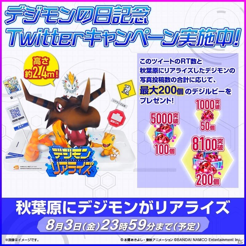 秋葉原にデジモンたちがリアライズ！？「デジモンリアライズ」にてゲーム内イベントやキャンペーンも開催の画像2